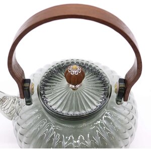 Ribbed Pearl Glass Infuser Teapot Elegant Practical