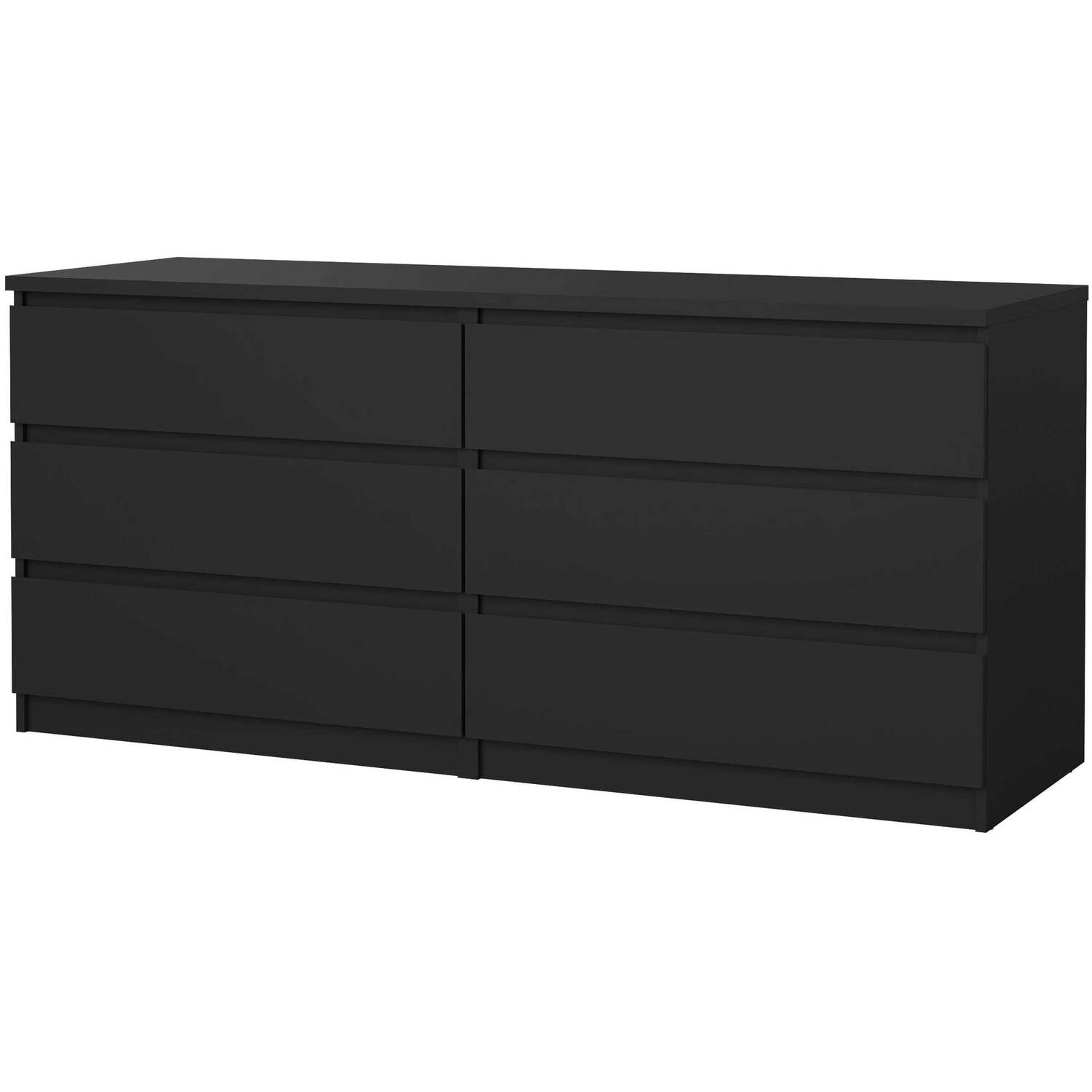 Budapest Matt Black 6-Drawer Wide Chest of Drawers - Black