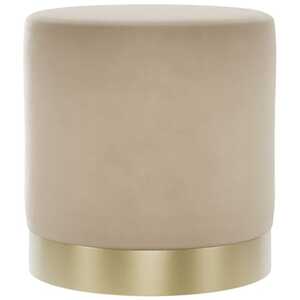 Kalua Small Beige Velvet Stool - Brushed Gold Base