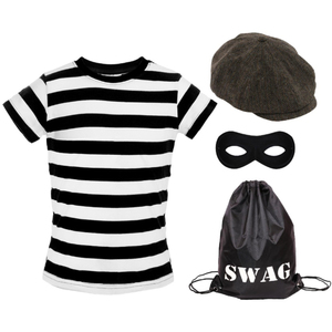 Storybook Burglar Costume - Short Sleeve Top, Hat, Mask & Bag