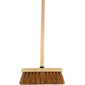 10-Inch Soft Coco Broom with Wooden Handle - Natural Eco-Friendly Bristles