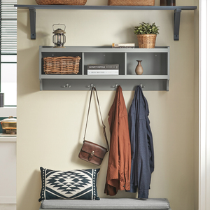 Wall Coat Rack with 3 Compartments and 4 Hooks