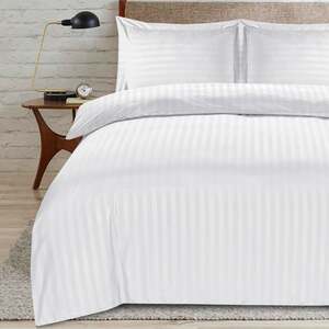 satin stripe king white duvet