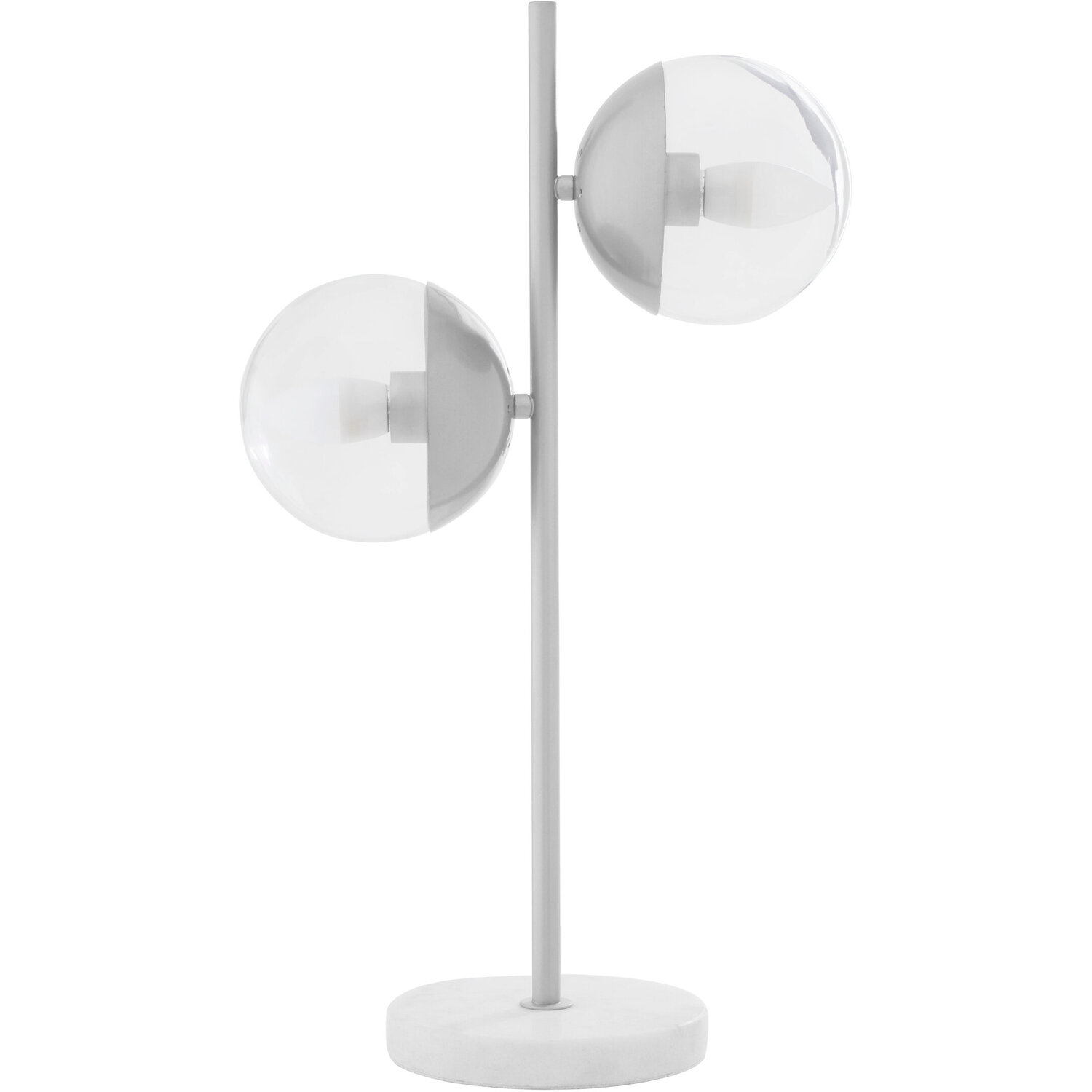 Revive Two Light Chrome and White Marble Table Lamp - White