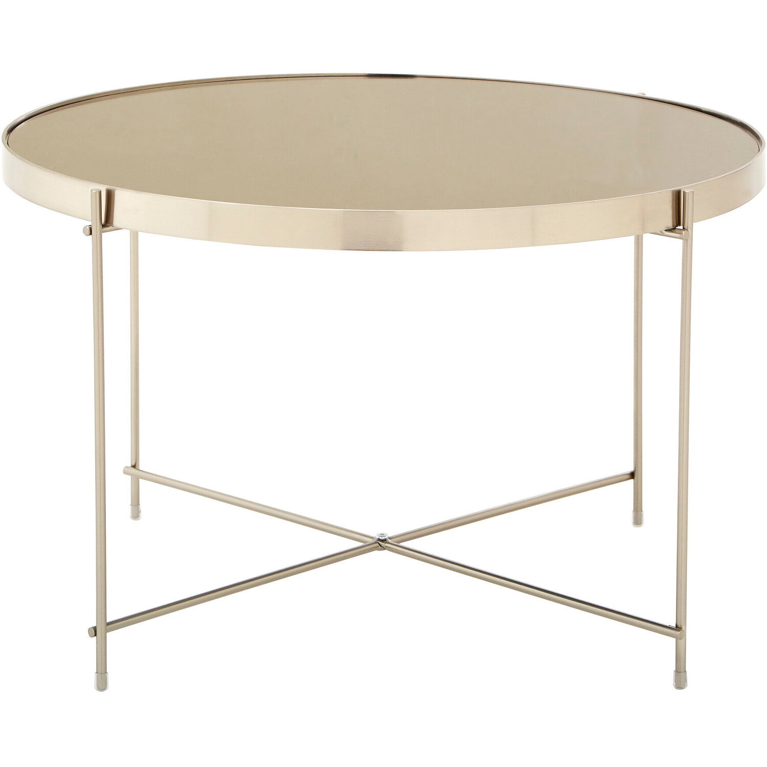 Allure Large Grey Mirror Round Side Table - Silver