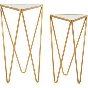 Avantis Set Of 2 Gold Finish Triangle Tables