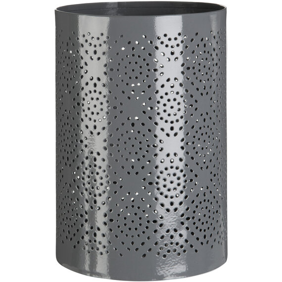 Punched Grey Finish Large Candle Holder