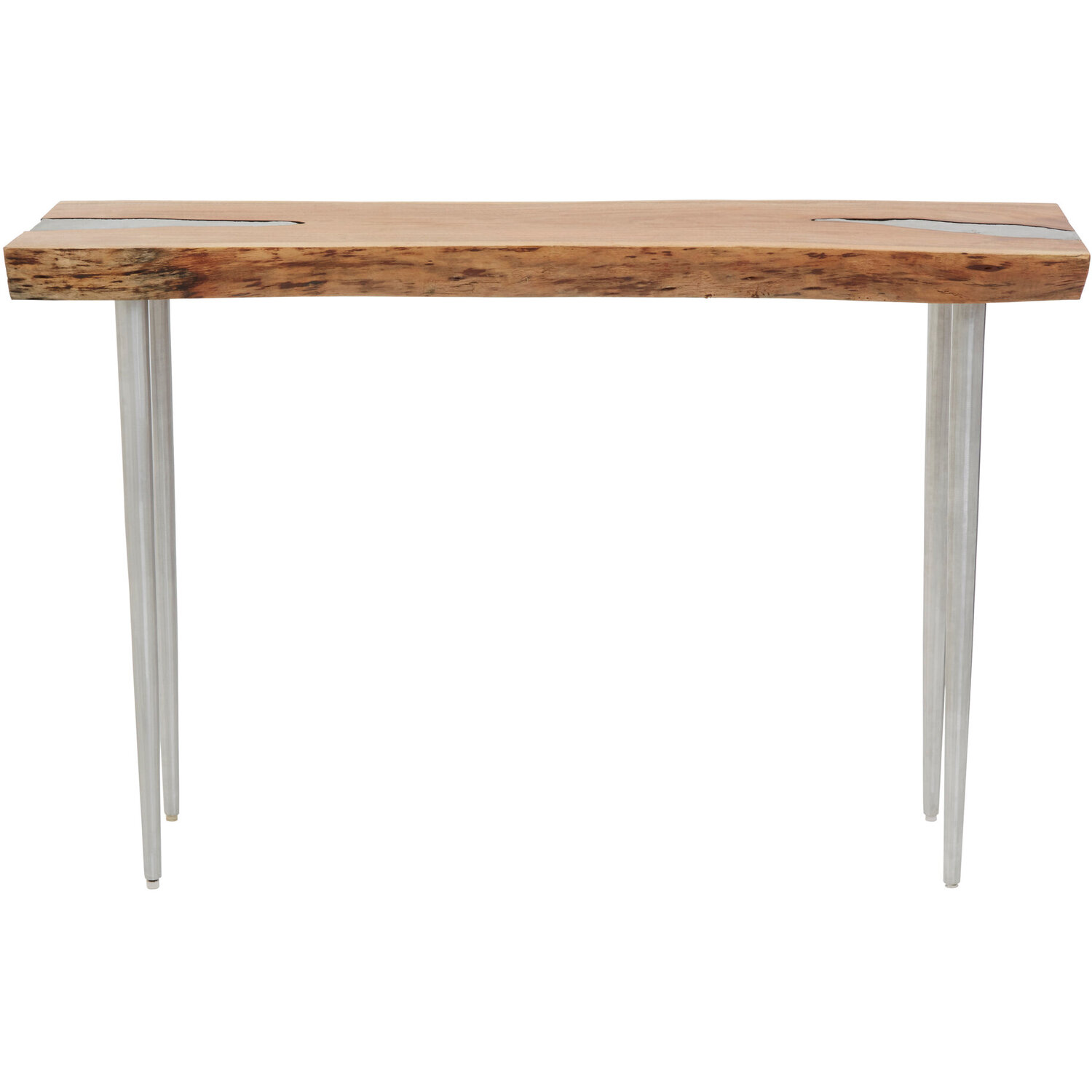 Almora Natural Acacia Wood Console Table - Silver