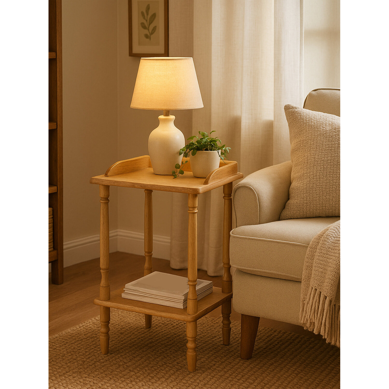 Heva Tropical Hevea Wood Side Table - Brown