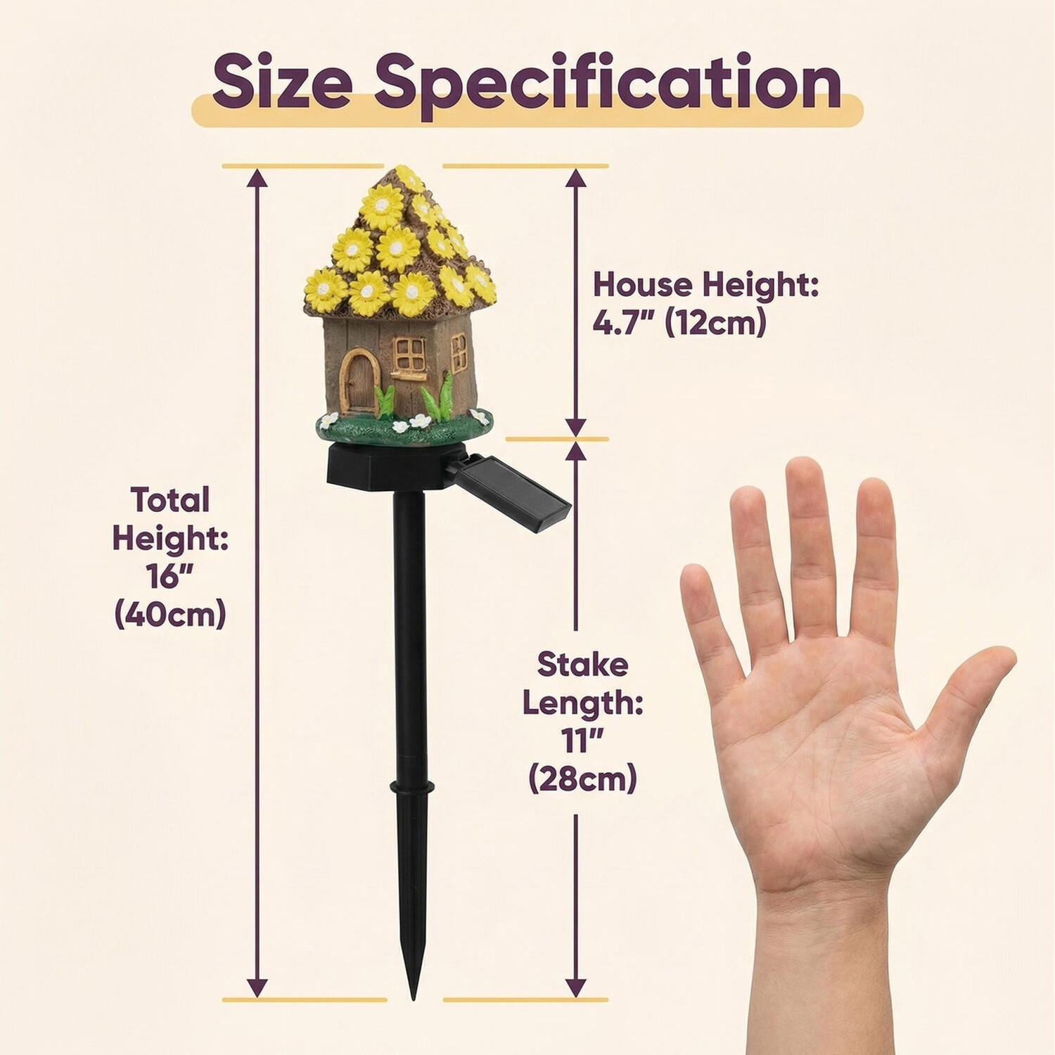 Solar Resin House Garden Light - Neutral