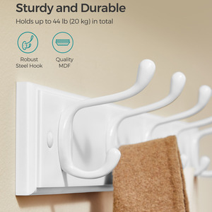 Wall-Mounted Coat Rack with 5 Dual Metal Hooks