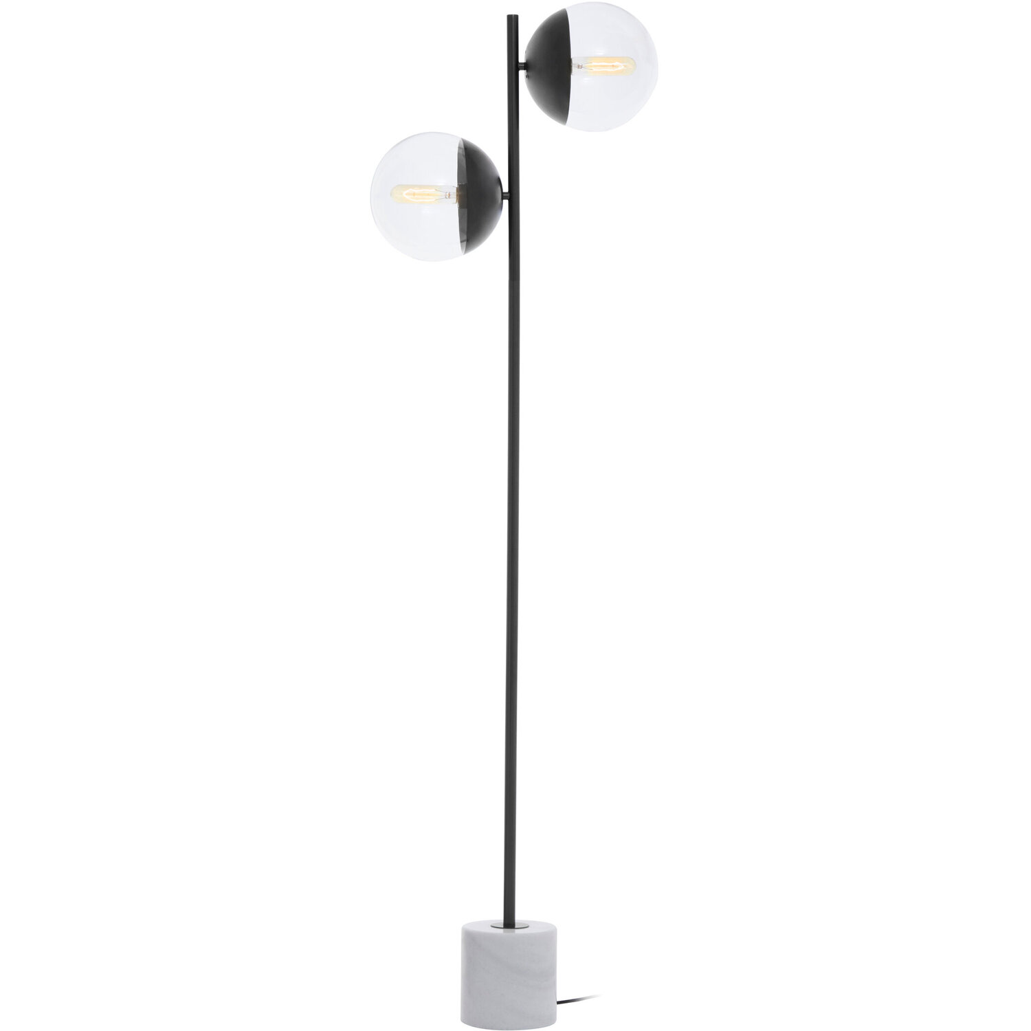 Revive Two Light Black Floor Lamp with Marble Base - Black