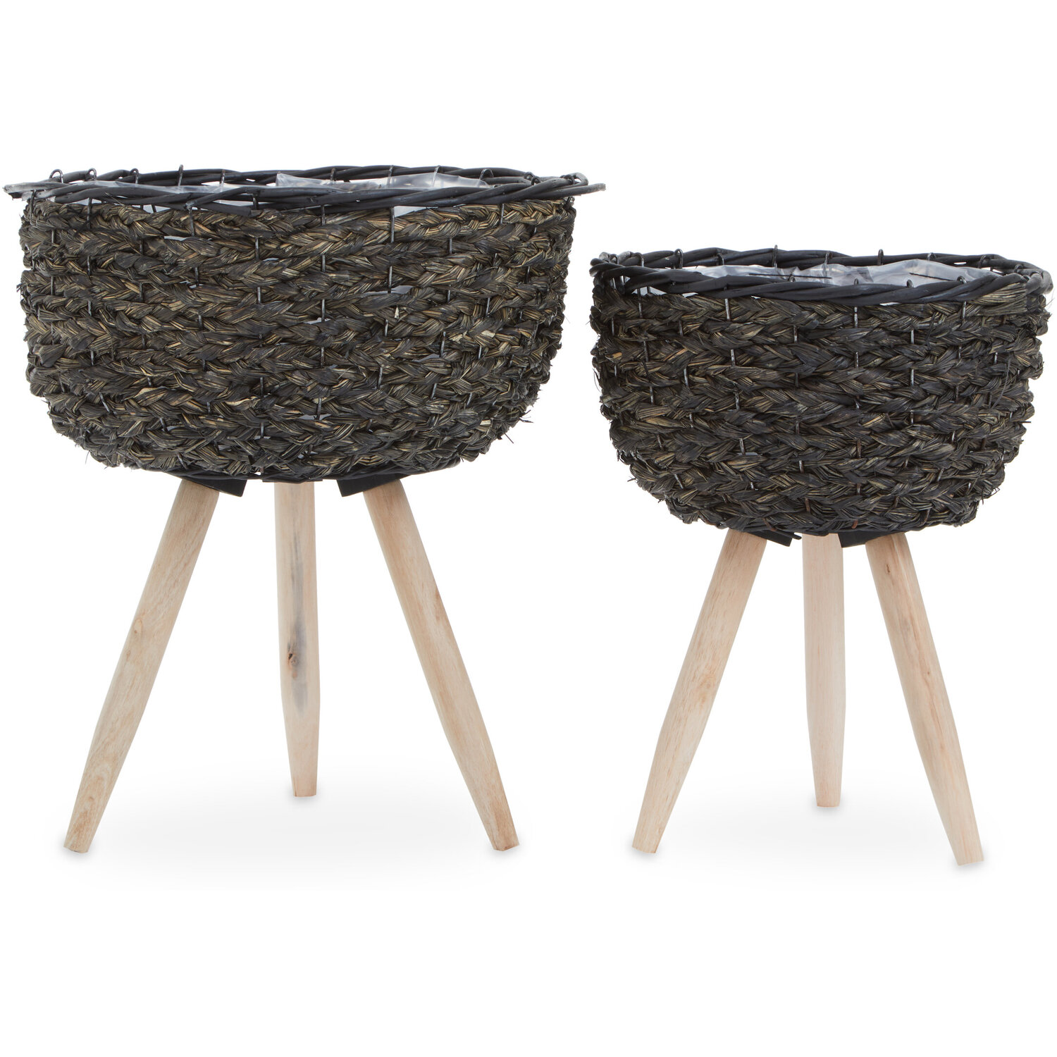 Lentigo Set Of Two Black Planters - Black