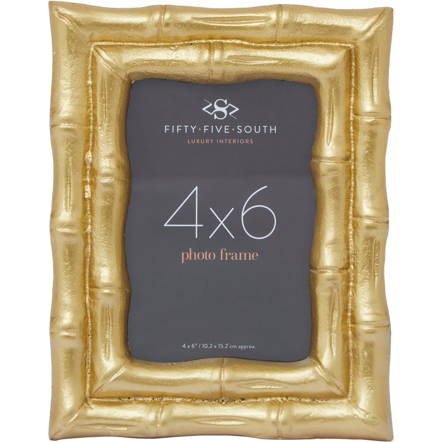 Hiba Gold Finish Bamboo Effect Photo Frame 4x6in - Gold