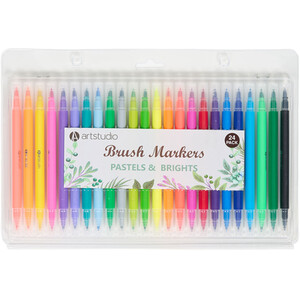 Pack of 24 Pastels and Brights Brush Markers