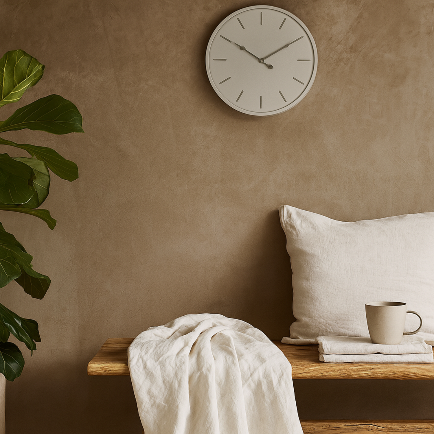 Minimalist Round Wall Clock Metal Frame - White