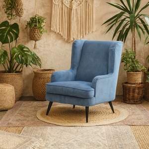 Trenton Velvet High Back Wing Armchair