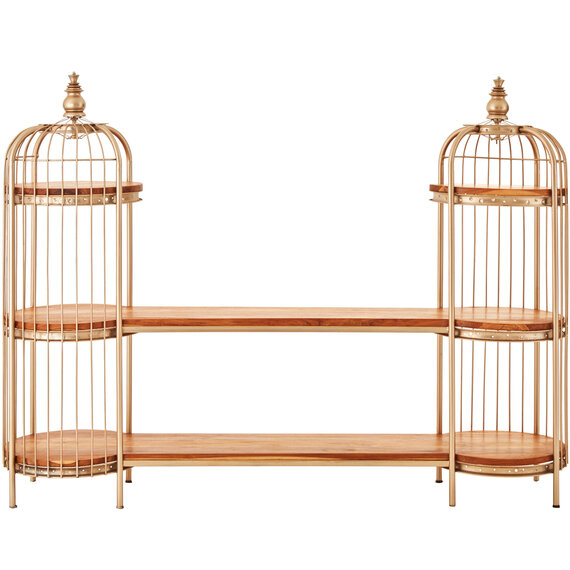 Mantis Champagne Gold Finish Birdcage Shelf Unit