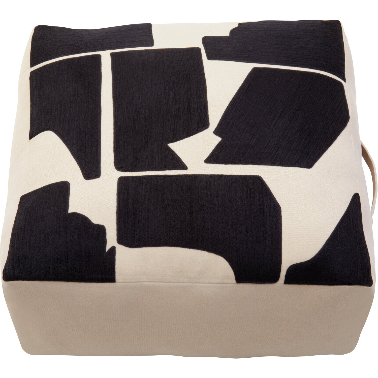 Bosie Ozella Natural And Black Square Floor Cushion - Black & Natural