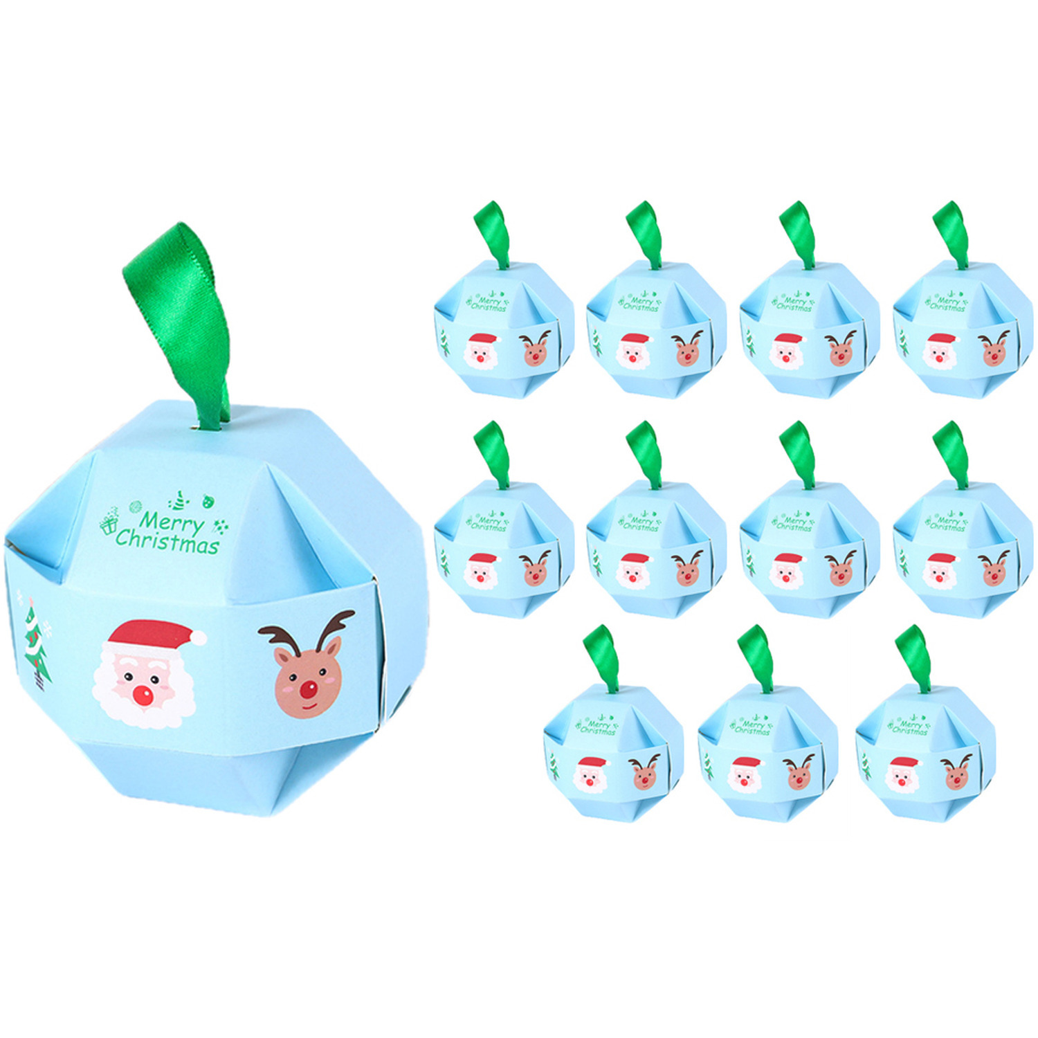 Set of 12 Christmas Treat Boxes - Blue