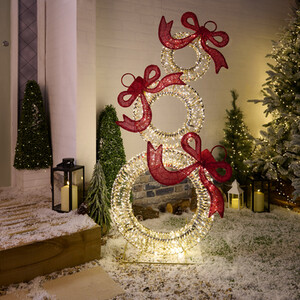 1500 LED Bow Gold Bauble Stack