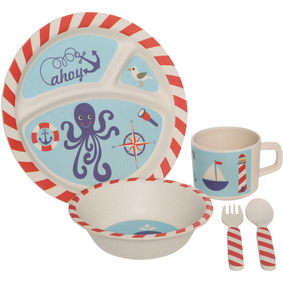 Eden Kids 5 Piece Pirate Bamboo Dinner Set