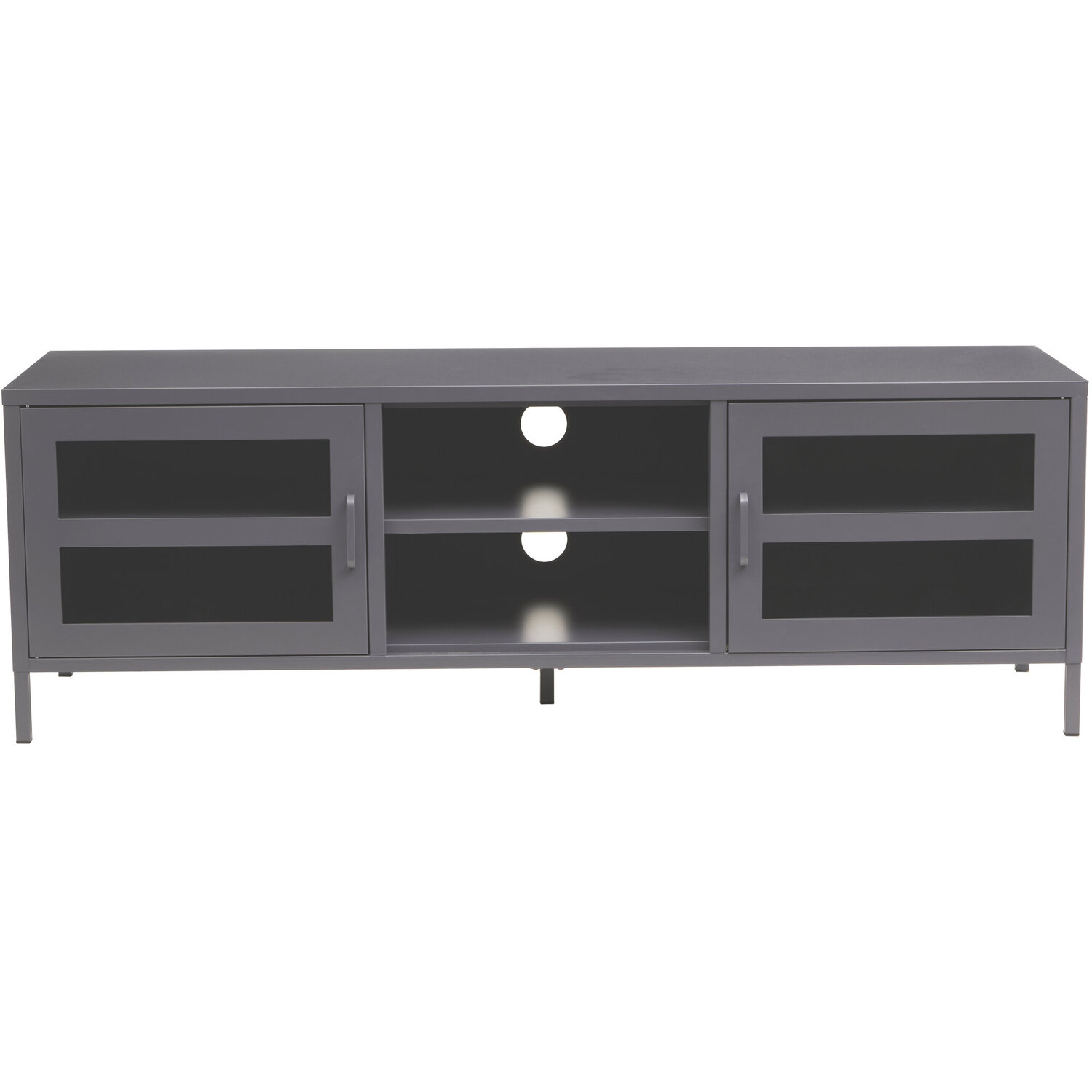 Acier Two Door Grey Metal Media Unit - Grey
