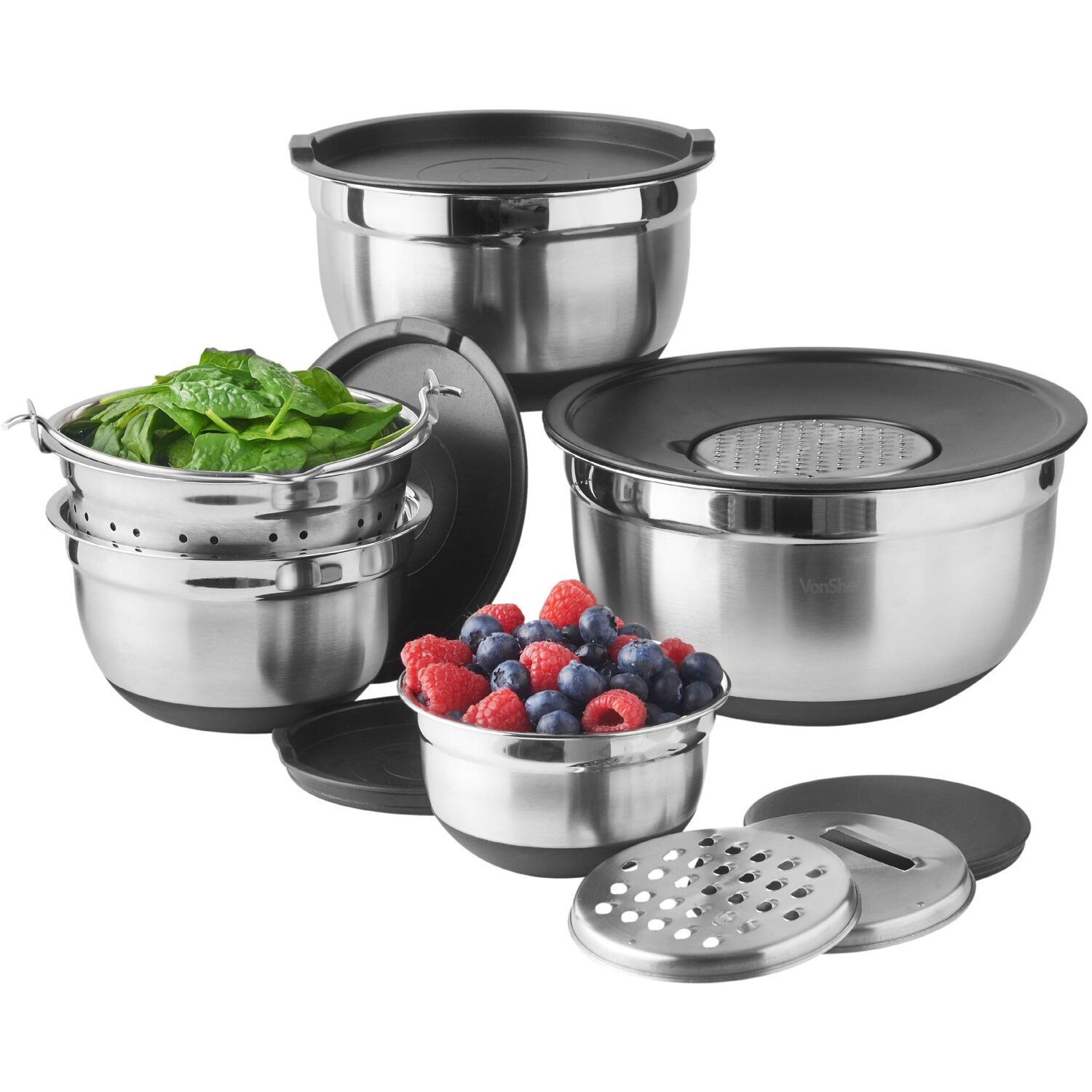 Image of 12Pc Mixing Bowl Set - Silver
