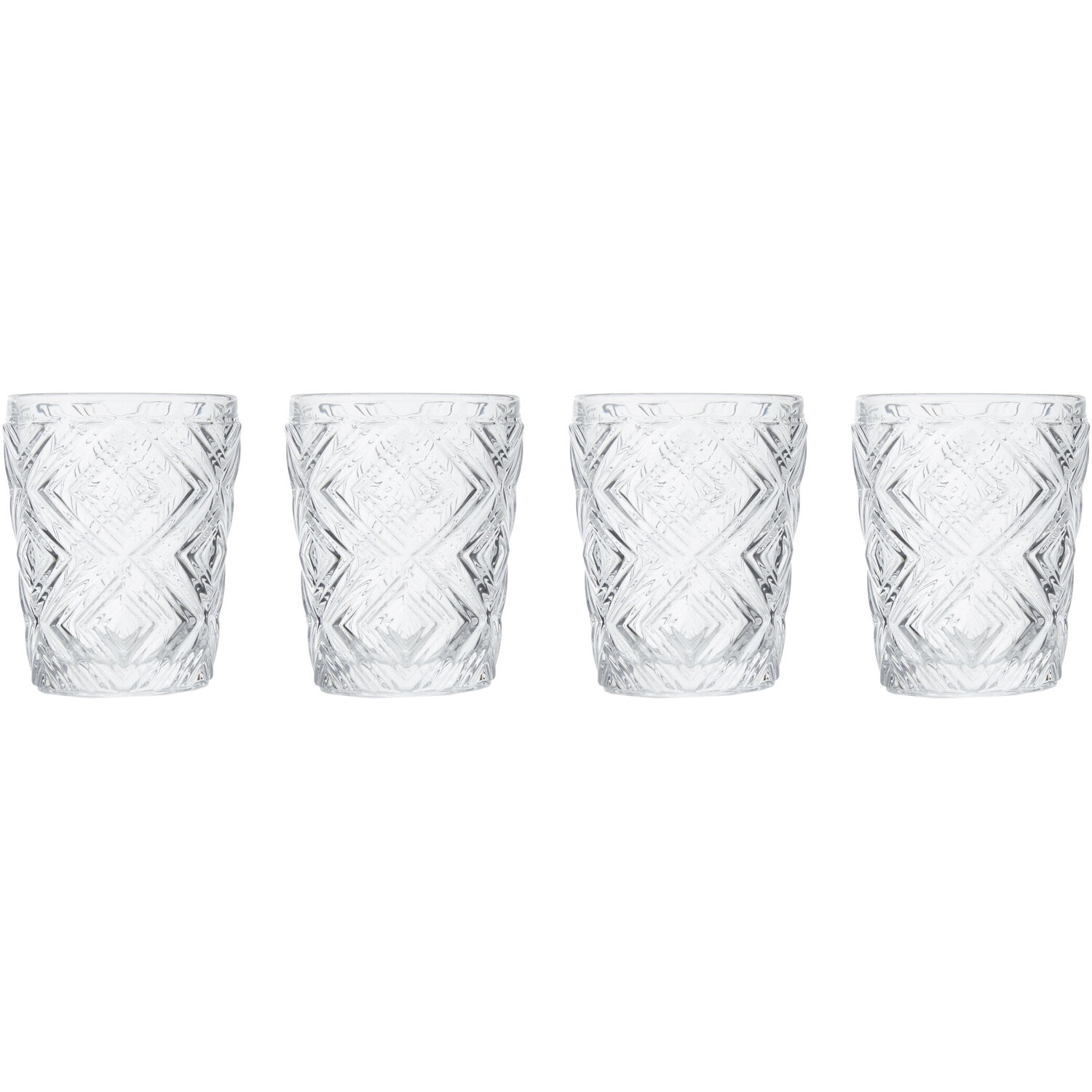 Fleur Set Of Four Clear Glass Tumblers - Transparent