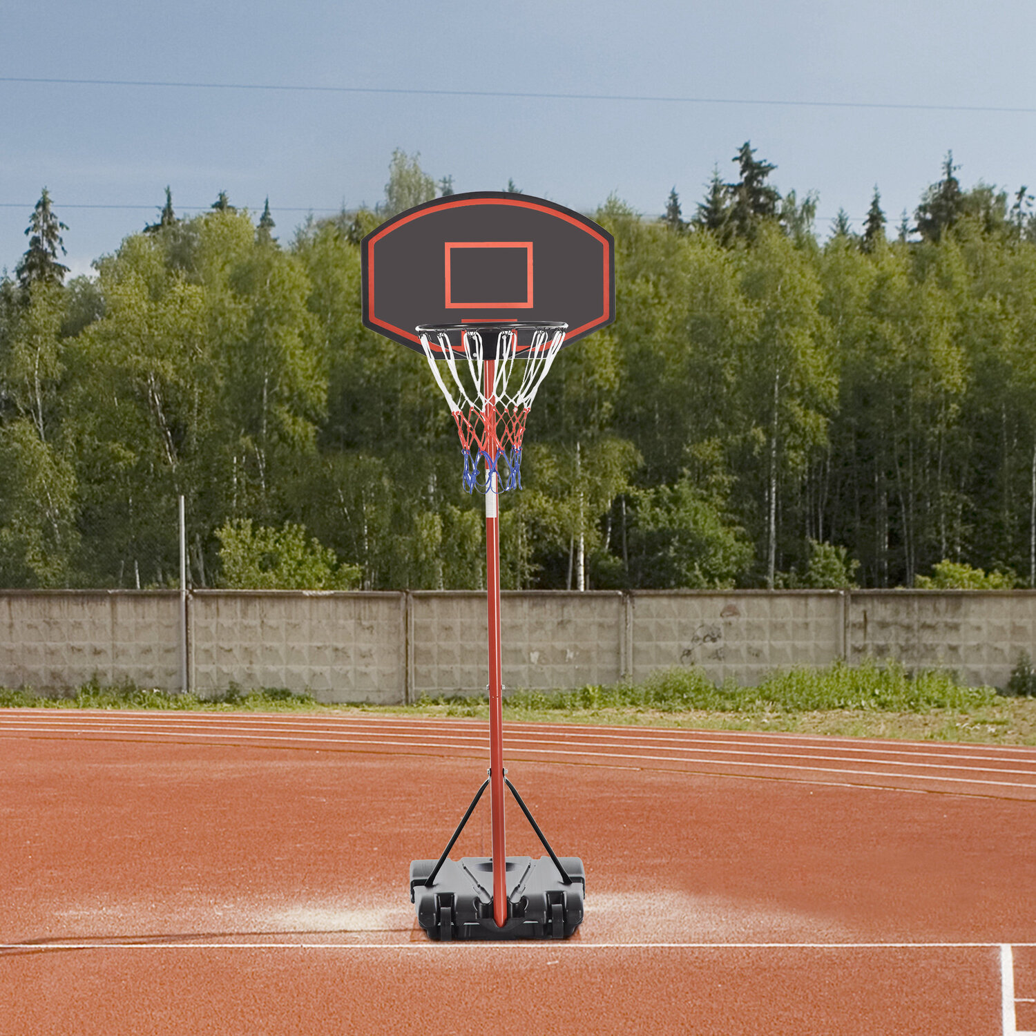 HOMCOM 200-250cm Height Adjustable Basketball Hoop  - Black