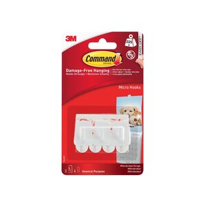 Command White Micro Hooks (pack 3)