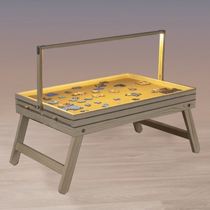 LED Puzzle Table 1000pc Jigsaw Board Wooden With Drawers Storage And Light