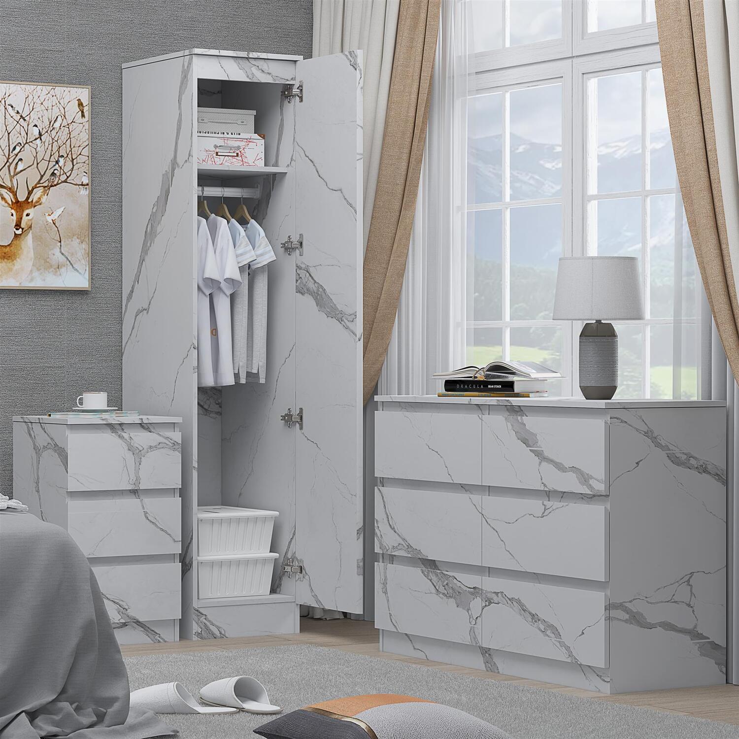 Zita Marble Effect Bedroom Set