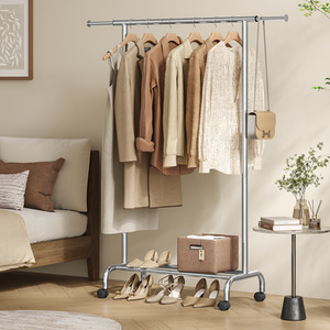 SONGMICS Extendable Clothes Rack with Wheels