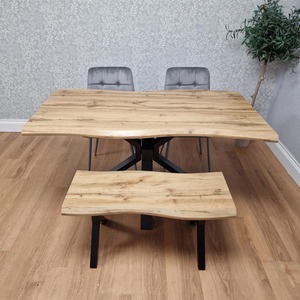 Grey / 117cm Dakota Dining Set with Velvet Chairs and Bench shot 16129774
