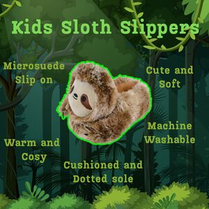 Kids Soft Plush Novelty 3D Brown Sloth Slippers