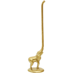 Fauna Gold Finish Elephant Toilet Roll Holder With Round Base