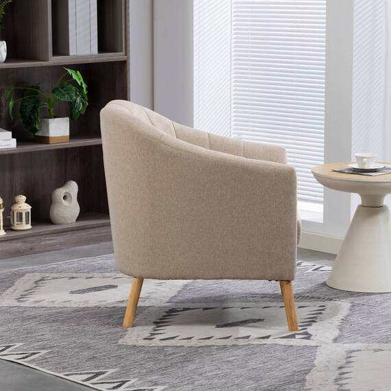 WestWood Modern Tub Chair, Upholstered Arm Chair Comfy Single Sofa Cream