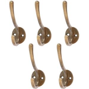 Hat & Coat Hook - W25mm x H80mm - Brass - Pack of 5