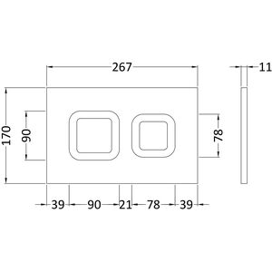 Balterley Dual Flush Push Button - Square - Brushed Brass