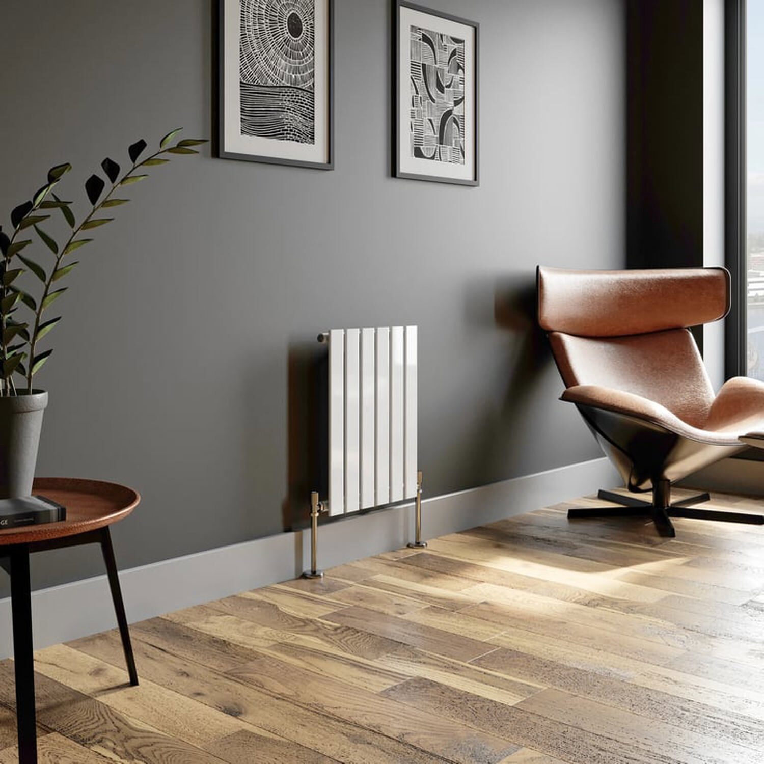 Temprazo Vertical Double Flat Panel Designer Radiator - 1800 X 300Mm White - White / 455Mm / 52Mm / 600Mm
