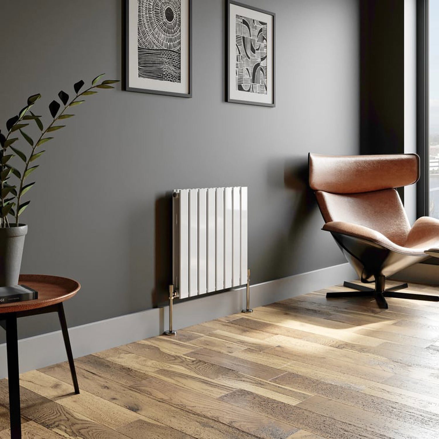 Temprazo Vertical Double Flat Panel Designer Radiator - 1800 X 300Mm White - White / 600Mm / 605Mm / 66Mm