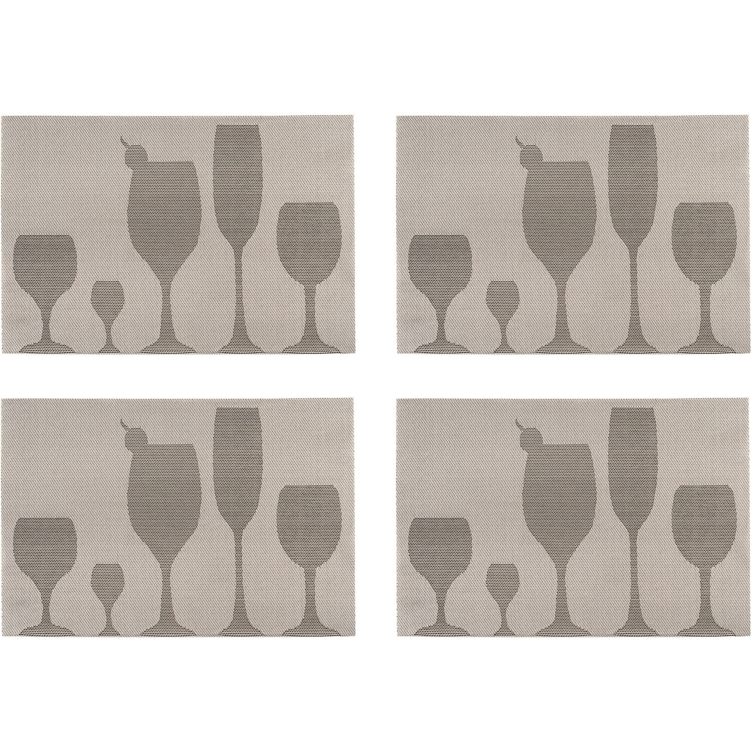 Essentials By Premier Set Of Four Silver Pvc Stemware Design Placemats - Silver