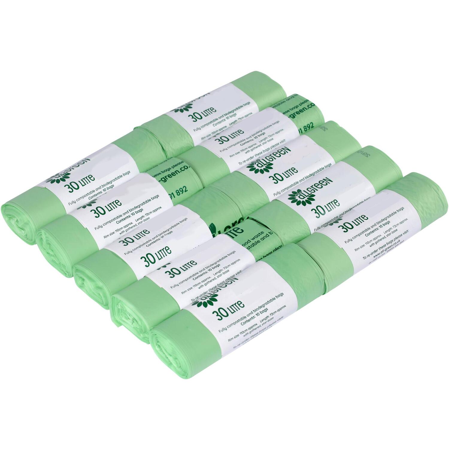 All-Green 30 Litre Compostable Food Waste Bin Liners - Green / 10 - Image 3