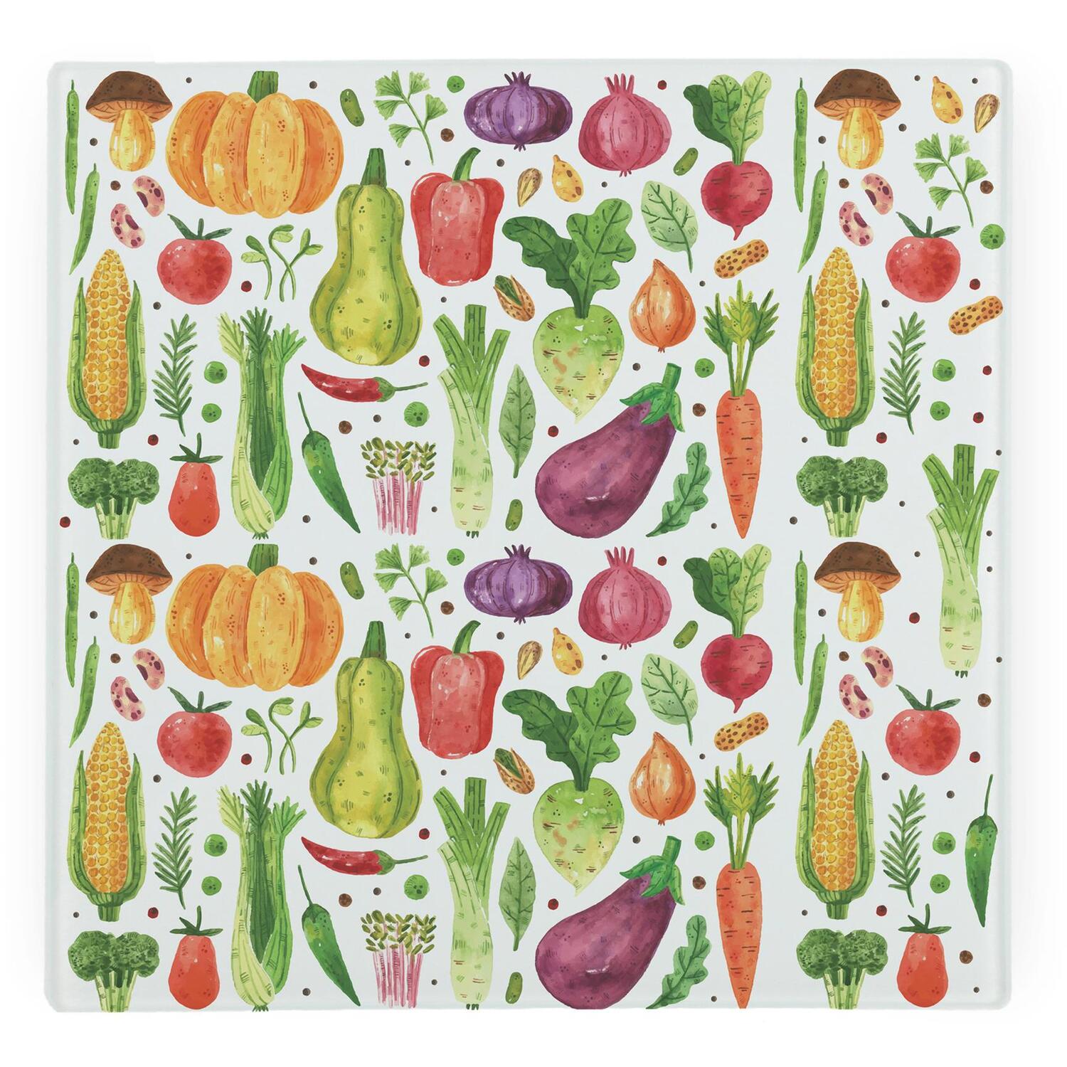 Image of Watercolour Vegetables Large Square Worktop Protector&hellip;