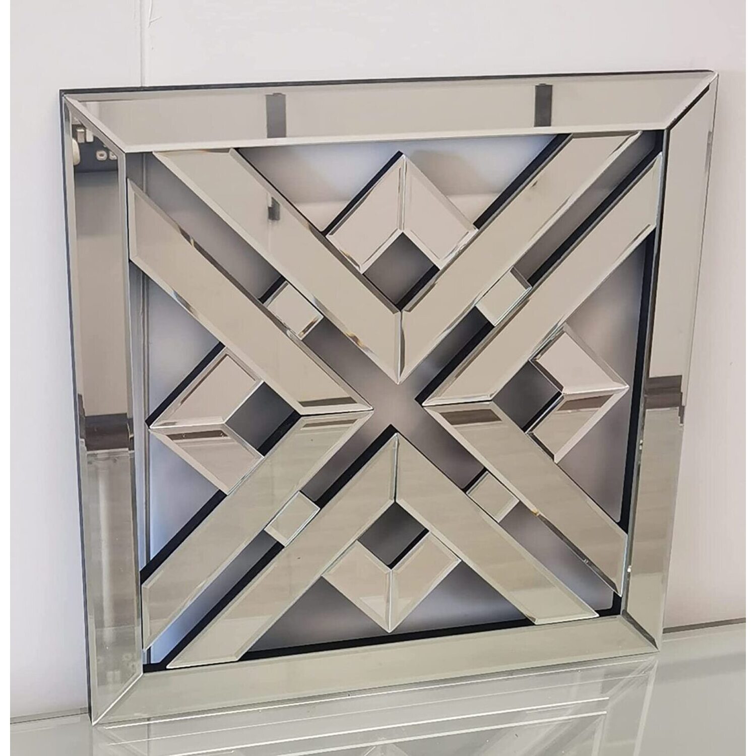 Biznest Geo Mirror Geometric Style Unique Decor Mirror - Silver