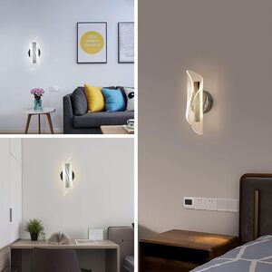 GOECO Chrome 28cm Tri-colour Adjustable LED Wall Sconce