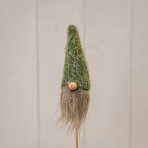 Festive Green Woolly Gonk with Pick