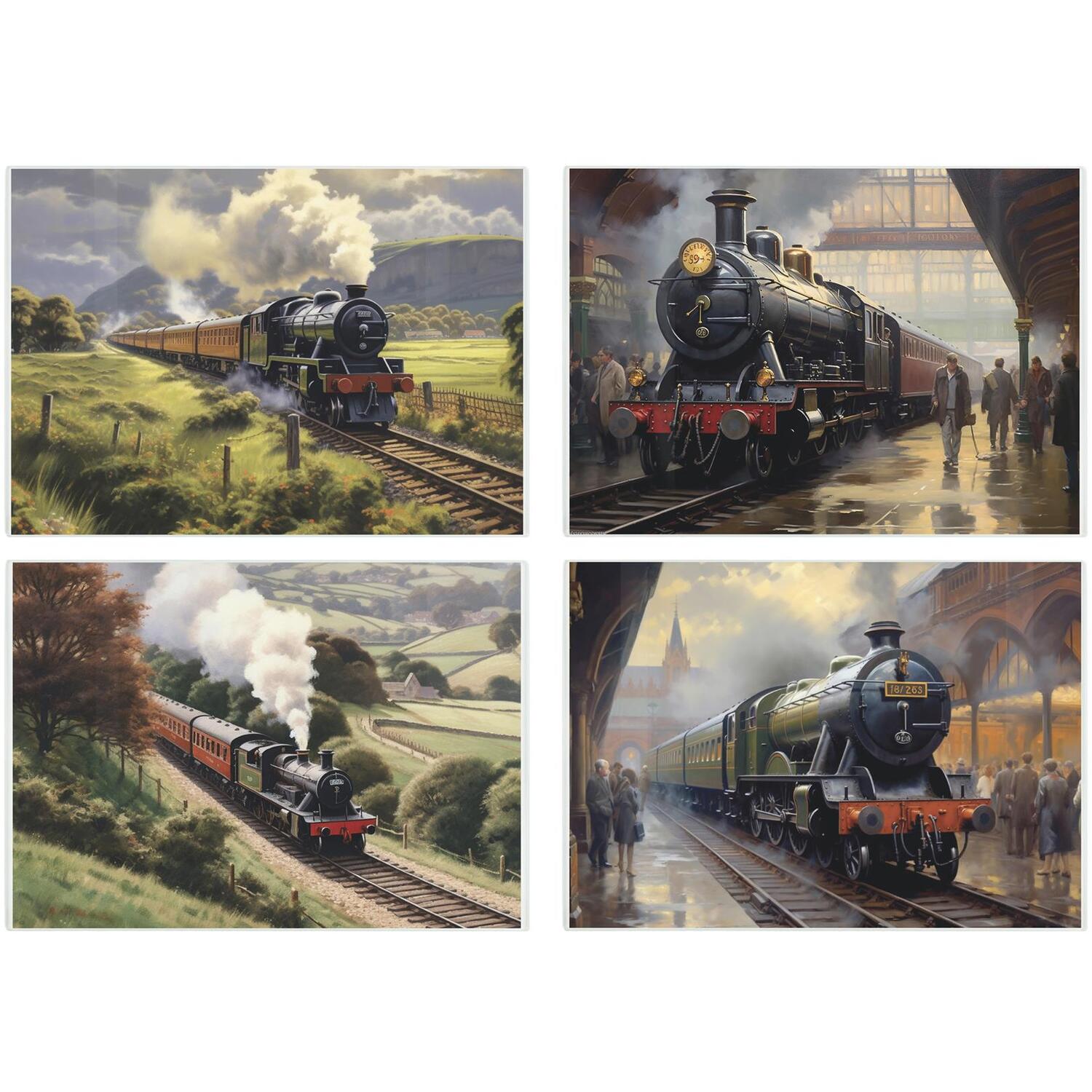 Image of British Steam Trains Glass Placemats -&hellip;