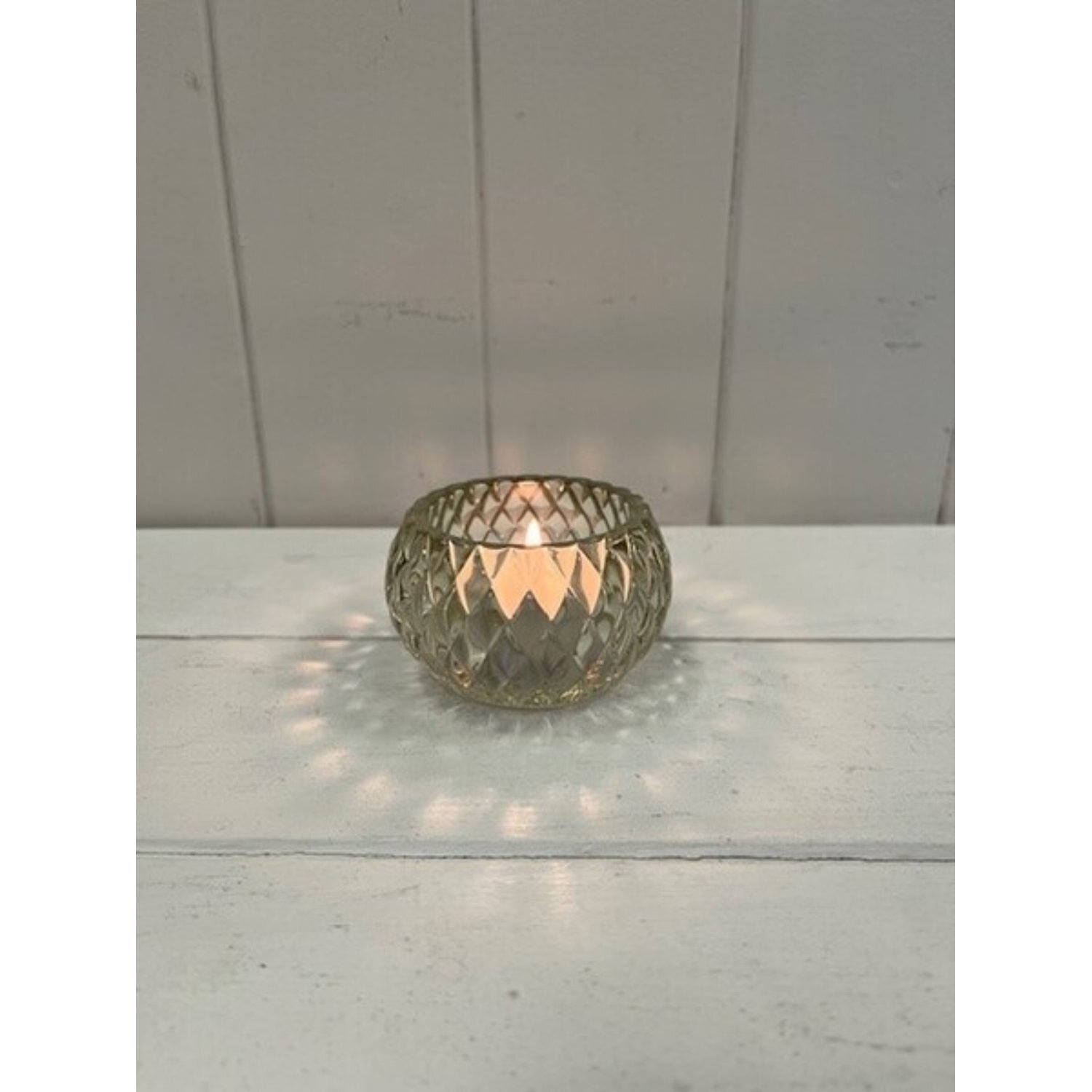  - Smokey Brown Diamond Pattern Tealight Holder - Image 3